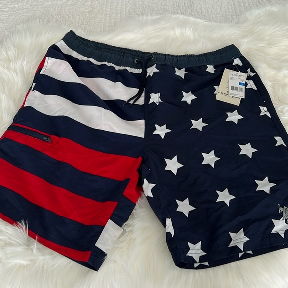 Men’s U.S Polo American Flag Swim Shorts Bathing Suit - Picture 1 of 6